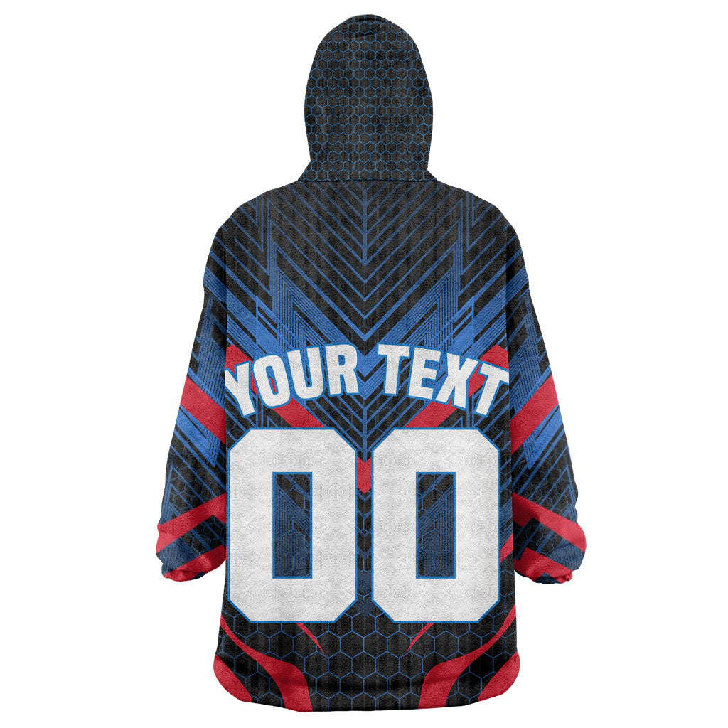 Personalized Antigua And Barbuda Cricket Falcons Kid Wearable Blanket Hoodie Abstract Hexagon Pattern Sport