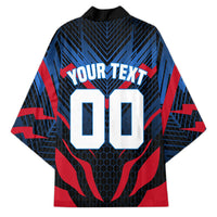 Personalized Antigua And Barbuda Cricket Falcons Kimono Abstract Hexagon Pattern Sport