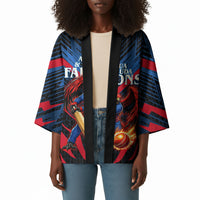 Personalized Antigua And Barbuda Cricket Falcons Kimono Abstract Hexagon Pattern Sport