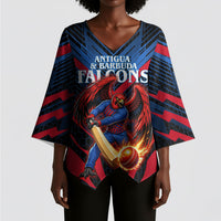 Personalized Antigua And Barbuda Cricket Falcons Kimono Sleeve Blouse Abstract Hexagon Pattern Sport