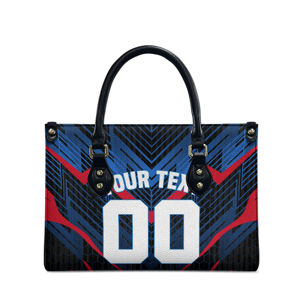 Personalized Antigua And Barbuda Cricket Falcons Leather Bag Abstract Hexagon Pattern Sport