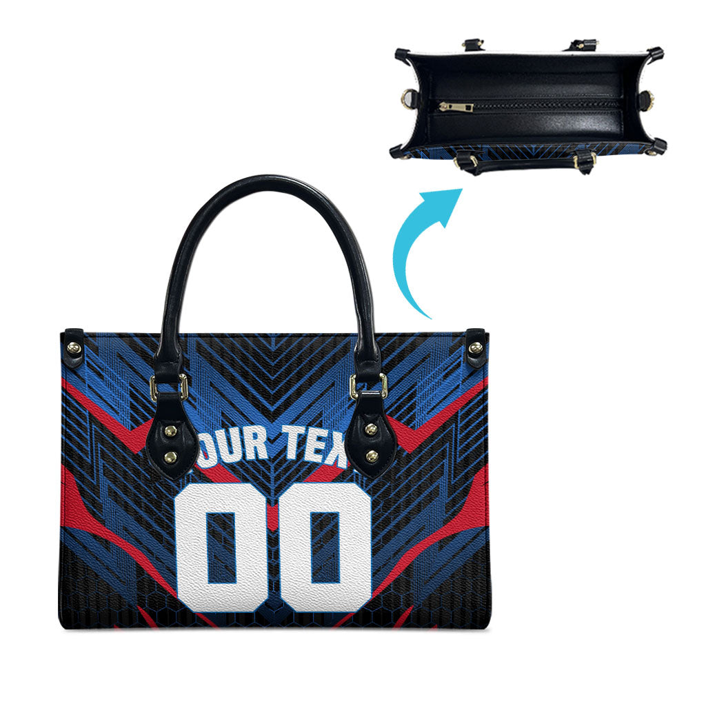 Personalized Antigua And Barbuda Cricket Falcons Leather Bag Abstract Hexagon Pattern Sport