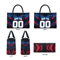 Personalized Antigua And Barbuda Cricket Falcons Leather Bag Abstract Hexagon Pattern Sport