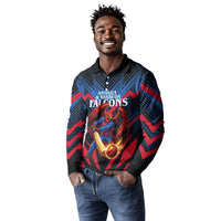 Personalized Antigua And Barbuda Cricket Falcons Long Sleeve Polo Shirt Abstract Hexagon Pattern Sport