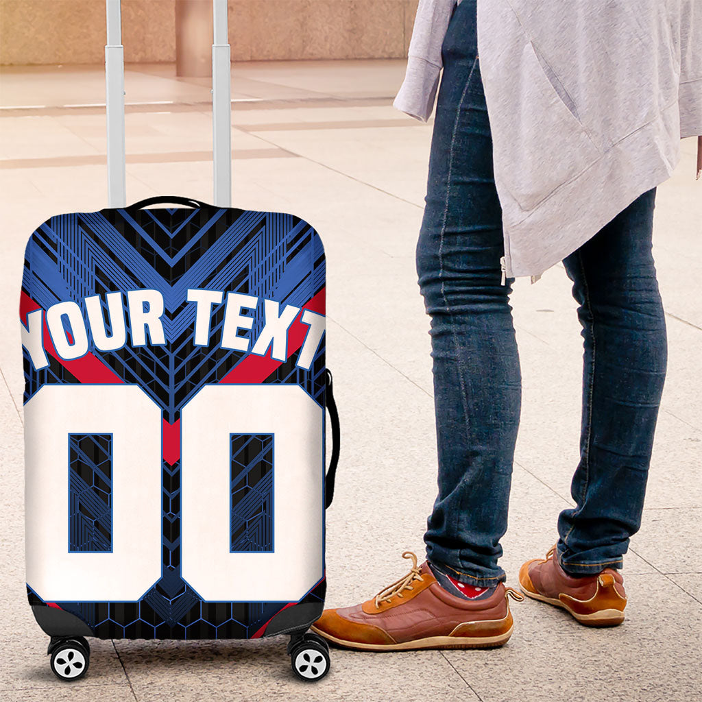 Personalized Antigua And Barbuda Cricket Falcons Luggage Cover Abstract Hexagon Pattern Sport