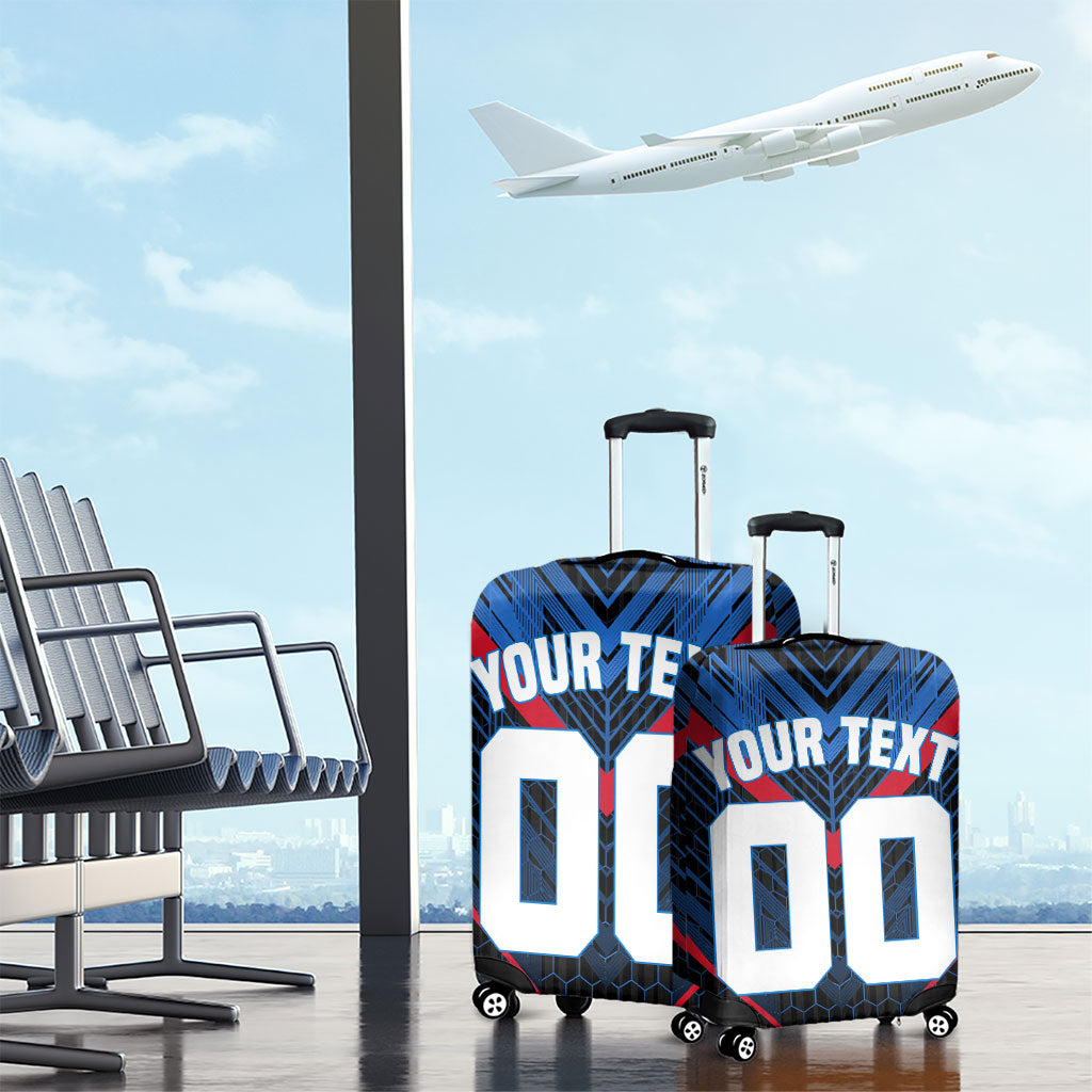 Personalized Antigua And Barbuda Cricket Falcons Luggage Cover Abstract Hexagon Pattern Sport