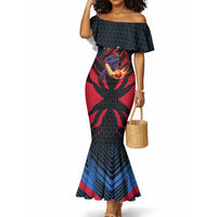 Personalized Antigua And Barbuda Cricket Falcons Mermaid Dress Abstract Hexagon Pattern Sport