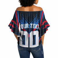 Personalized Antigua And Barbuda Cricket Falcons Off Shoulder Wrap Waist Top Abstract Hexagon Pattern Sport