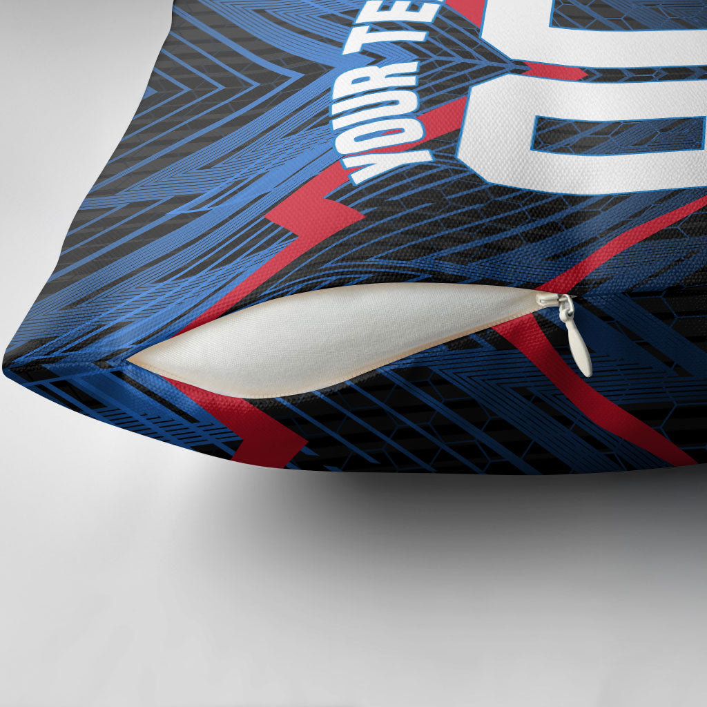Personalized Antigua And Barbuda Cricket Falcons Pillow Cover Abstract Hexagon Pattern Sport