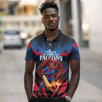 Personalized Antigua And Barbuda Cricket Falcons Polo Shirt Abstract Hexagon Pattern Sport