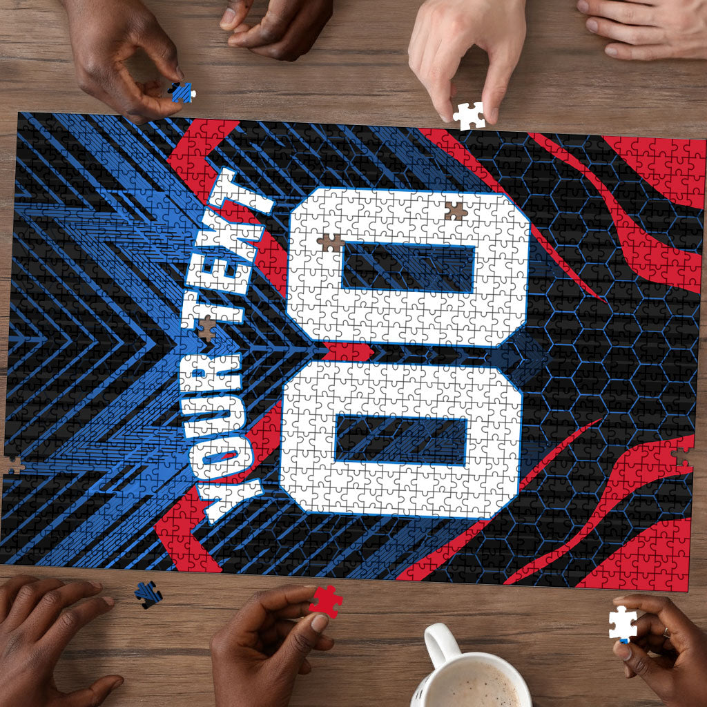 Personalized Antigua And Barbuda Cricket Falcons Puzzle Abstract Hexagon Pattern Sport
