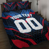 Personalized Antigua And Barbuda Cricket Falcons Quilt Bed Set Abstract Hexagon Pattern Sport