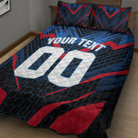 Personalized Antigua And Barbuda Cricket Falcons Quilt Bed Set Abstract Hexagon Pattern Sport