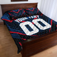 Personalized Antigua And Barbuda Cricket Falcons Quilt Bed Set Abstract Hexagon Pattern Sport