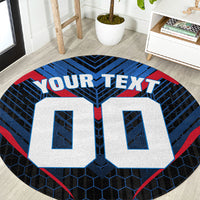Personalized Antigua And Barbuda Cricket Falcons Round Carpet Abstract Hexagon Pattern Sport