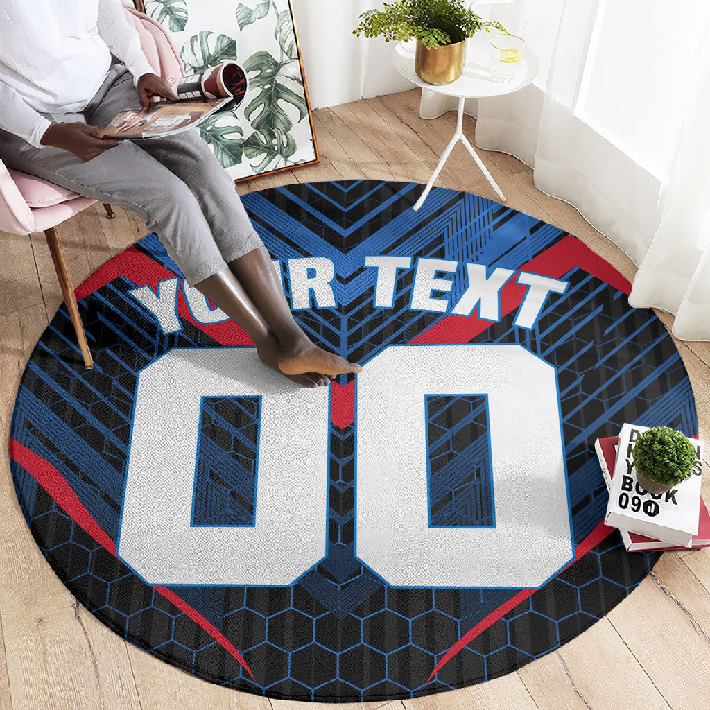 Personalized Antigua And Barbuda Cricket Falcons Round Carpet Abstract Hexagon Pattern Sport