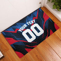 Personalized Antigua And Barbuda Cricket Falcons Rubber Doormat Abstract Hexagon Pattern Sport