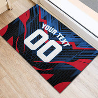 Personalized Antigua And Barbuda Cricket Falcons Rubber Doormat Abstract Hexagon Pattern Sport