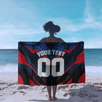 Personalized Antigua And Barbuda Cricket Falcons Sarong Abstract Hexagon Pattern Sport