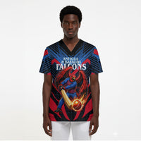 Personalized Antigua And Barbuda Cricket Falcons Scrub Top Abstract Hexagon Pattern Sport