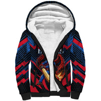Personalized Antigua And Barbuda Cricket Falcons Sherpa Hoodie Abstract Hexagon Pattern Sport
