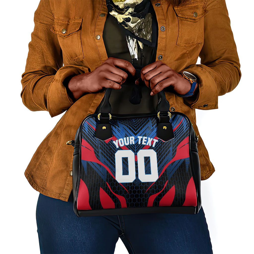 Personalized Antigua And Barbuda Cricket Falcons Shoulder Handbag Abstract Hexagon Pattern Sport