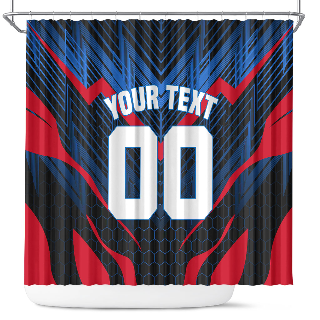 Personalized Antigua And Barbuda Cricket Falcons Shower Curtain Abstract Hexagon Pattern Sport