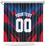 Personalized Antigua And Barbuda Cricket Falcons Shower Curtain Abstract Hexagon Pattern Sport