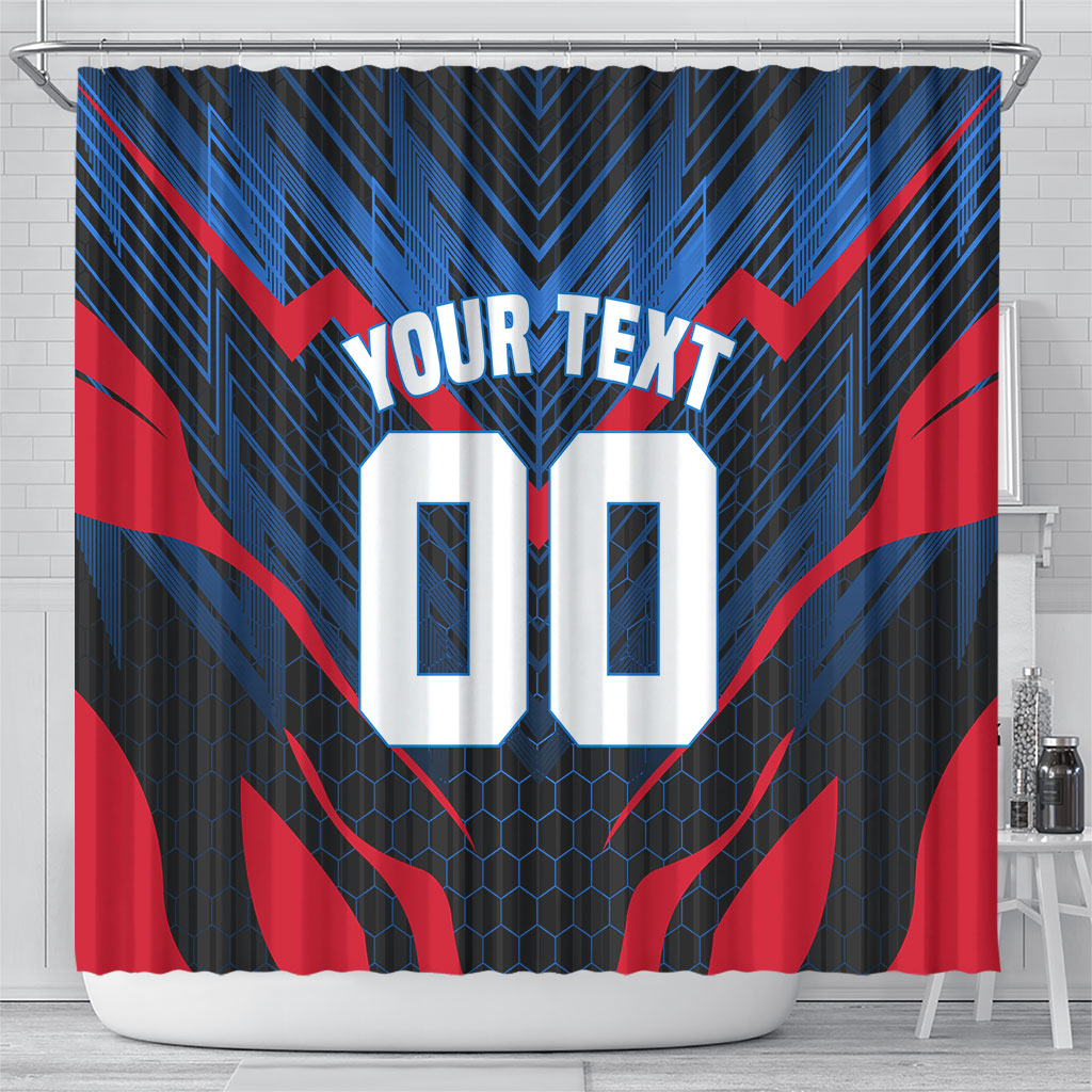 Personalized Antigua And Barbuda Cricket Falcons Shower Curtain Abstract Hexagon Pattern Sport