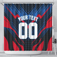 Personalized Antigua And Barbuda Cricket Falcons Shower Curtain Abstract Hexagon Pattern Sport
