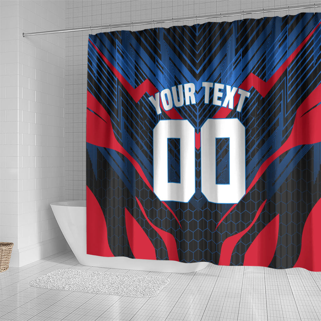Personalized Antigua And Barbuda Cricket Falcons Shower Curtain Abstract Hexagon Pattern Sport