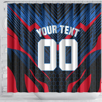 Personalized Antigua And Barbuda Cricket Falcons Shower Curtain Abstract Hexagon Pattern Sport