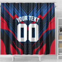 Personalized Antigua And Barbuda Cricket Falcons Shower Curtain Abstract Hexagon Pattern Sport