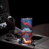 Personalized Antigua And Barbuda Cricket Falcons Skinny Tumbler Abstract Hexagon Pattern Sport