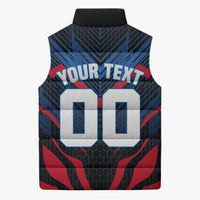Personalized Antigua And Barbuda Cricket Falcons Sleeveless Puffer Jacket Abstract Hexagon Pattern Sport