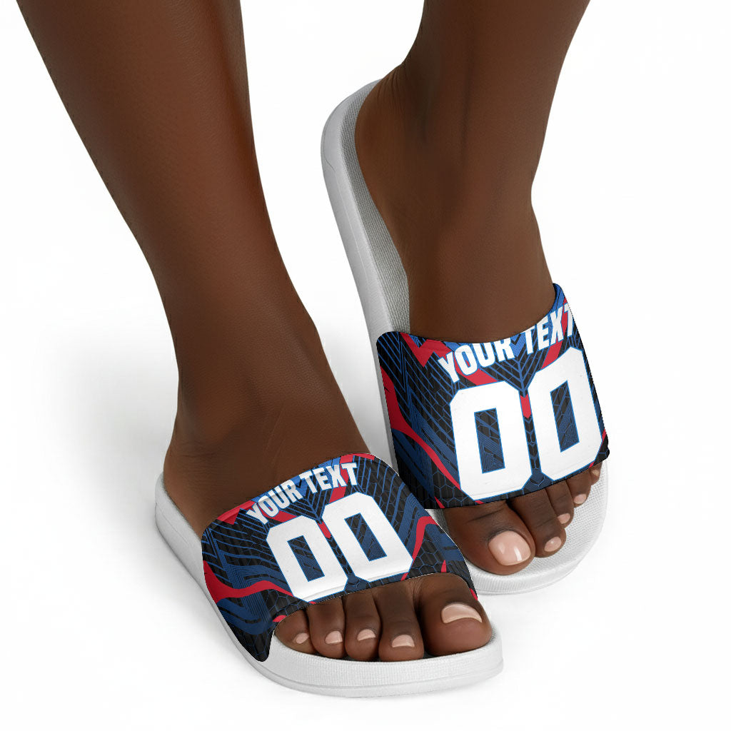 Personalized Antigua And Barbuda Cricket Falcons Slide Sandals Abstract Hexagon Pattern Sport