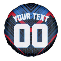 Personalized Antigua And Barbuda Cricket Falcons Spare Tire Cover Abstract Hexagon Pattern Sport