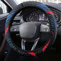 Antigua And Barbuda Cricket Falcons Steering Wheel Cover Abstract Hexagon Pattern Sport