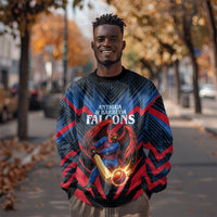 Personalized Antigua And Barbuda Cricket Falcons Sweatshirt Abstract Hexagon Pattern Sport