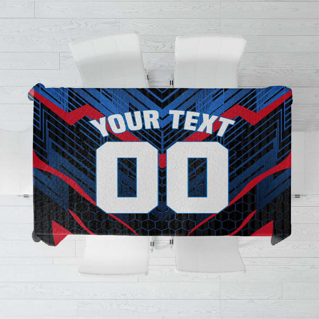 Personalized Antigua And Barbuda Cricket Falcons Tablecloth Abstract Hexagon Pattern Sport