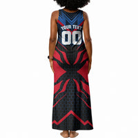 Personalized Antigua And Barbuda Cricket Falcons Tank Maxi Dress Abstract Hexagon Pattern Sport