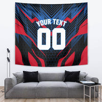 Personalized Antigua And Barbuda Cricket Falcons Tapestry Abstract Hexagon Pattern Sport