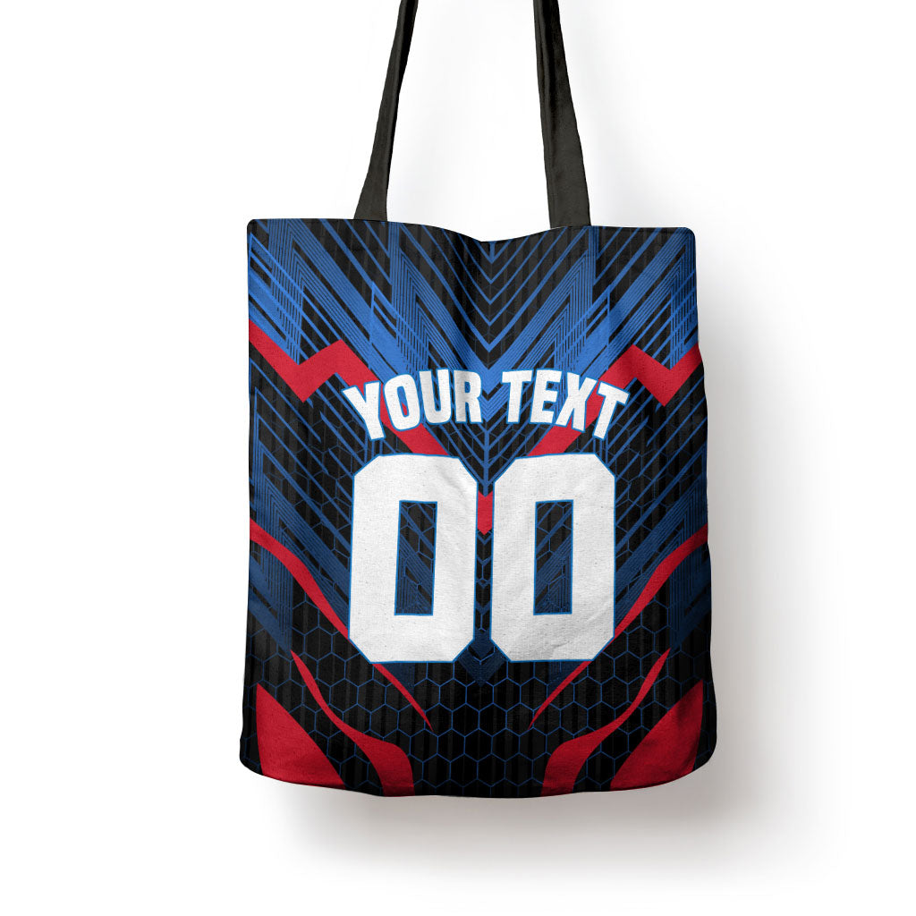 Personalized Antigua And Barbuda Cricket Falcons Tote Bag Abstract Hexagon Pattern Sport