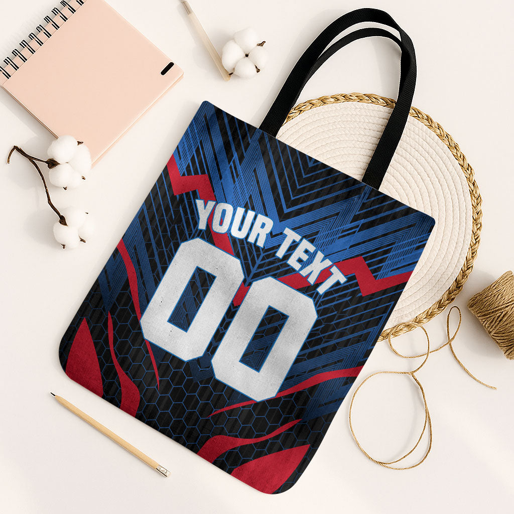Personalized Antigua And Barbuda Cricket Falcons Tote Bag Abstract Hexagon Pattern Sport