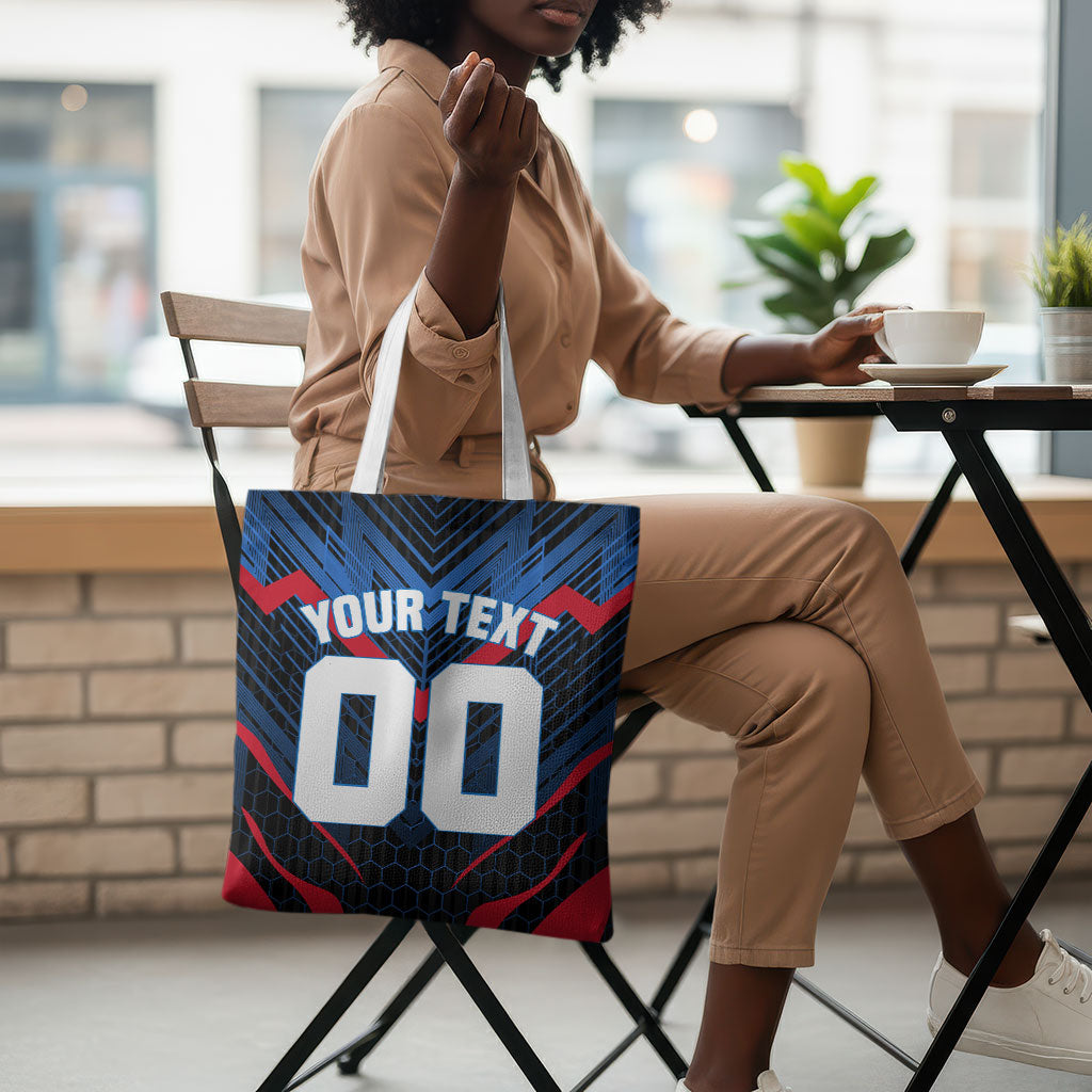 Personalized Antigua And Barbuda Cricket Falcons Tote Bag Abstract Hexagon Pattern Sport