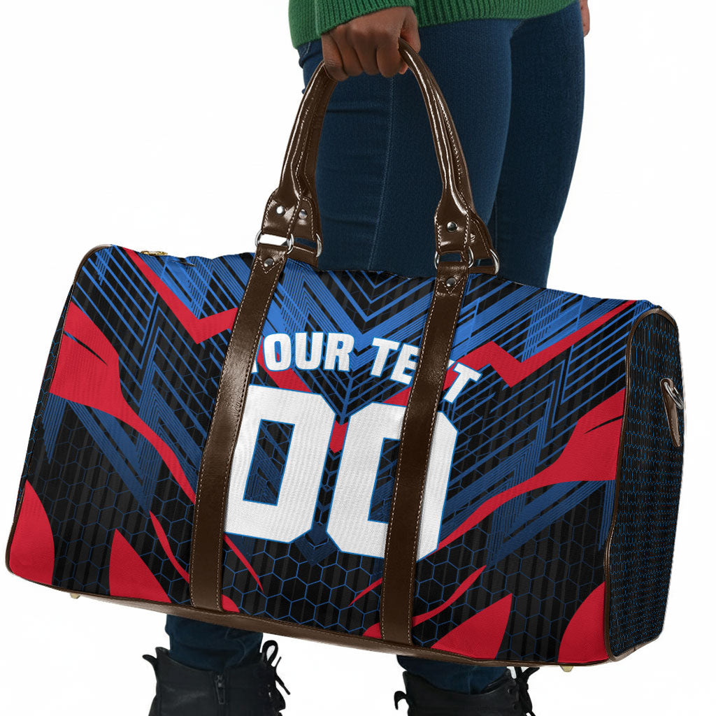 Personalized Antigua And Barbuda Cricket Falcons Travel Bag Abstract Hexagon Pattern Sport
