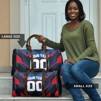 Personalized Antigua And Barbuda Cricket Falcons Travel Bag Abstract Hexagon Pattern Sport