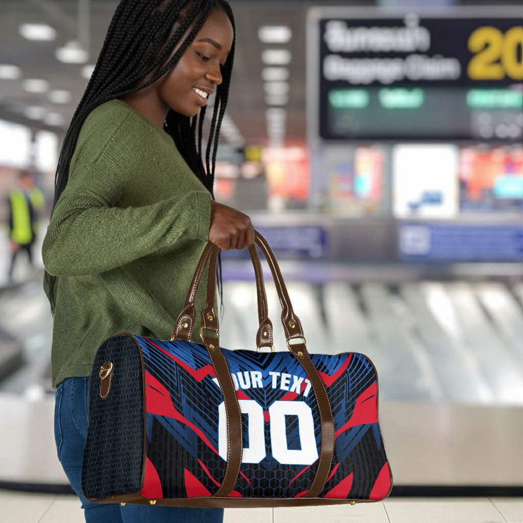 Personalized Antigua And Barbuda Cricket Falcons Travel Bag Abstract Hexagon Pattern Sport
