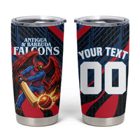 Personalized Antigua And Barbuda Cricket Falcons Tumbler Cup Abstract Hexagon Pattern Sport