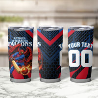 Personalized Antigua And Barbuda Cricket Falcons Tumbler Cup Abstract Hexagon Pattern Sport